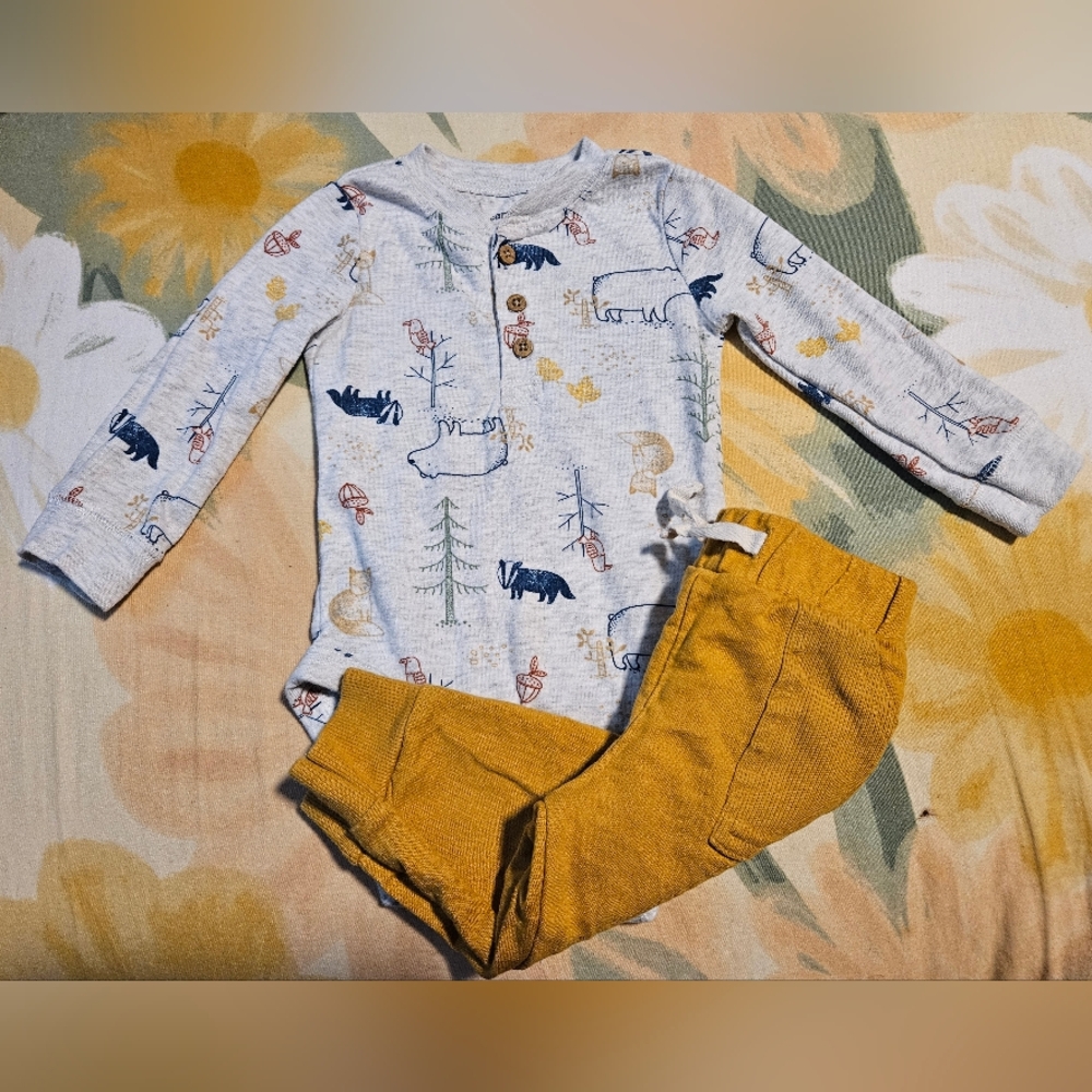 Carter's - Gray Forest Print Baby Boy Outfit
